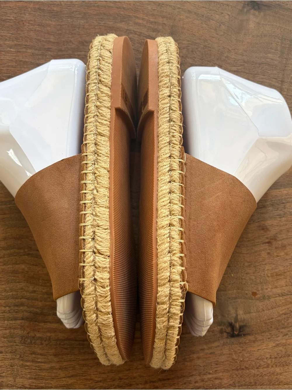 Abercrombie & Fitch New! Brown Slide Sandals with Espadrille Stitching size 38